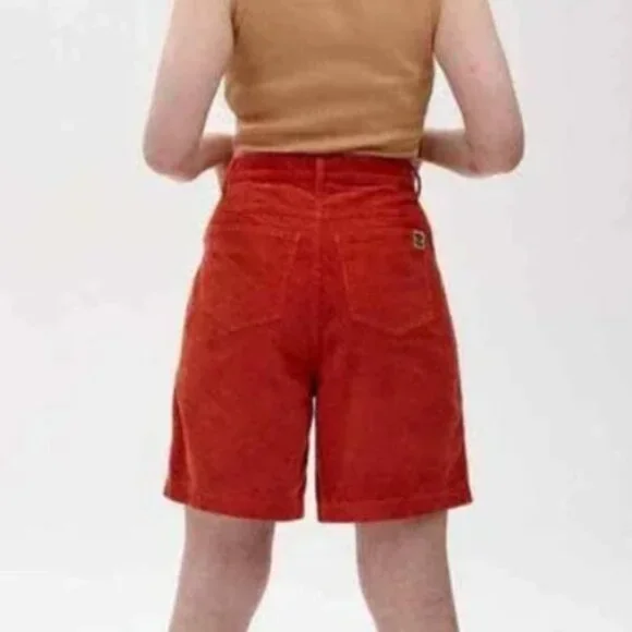 Lucy & Yak Bonnie Organic Corduroy Shorts Orange Size W29-W30 - Picture 4 of 15